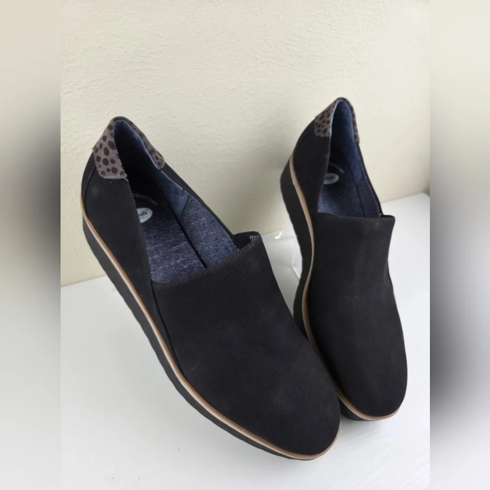 Dr Scholls Look Out 10 M Slip On Loafer Comfort Casual Black Suede Low Top - Picture 2 of 10